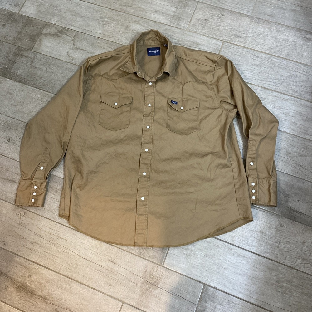 Wrangler Tan Pearl Snap Button-Up Long Sleeve Shirt XXL New Condition
